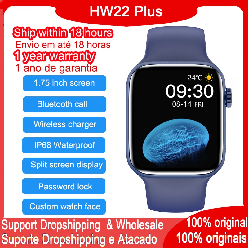 Оригинальные Смарт-часы HW22 Plus, серия 6, беспроводное зарядное  устройство, Bluetooth, вызов, Раздельный экран, пользовательские часы, 44  мм, женские Смарт-часы | Электроника | АлиЭкспресс