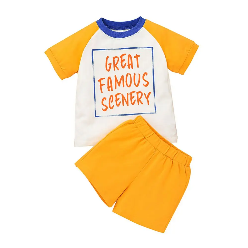 

Baywell Summer Toddler Letter Print Clothing Set Infant Short Sleeve Cartoon T-shirt+Shorts Casual Newborn Tee Outfits 1-5 Years