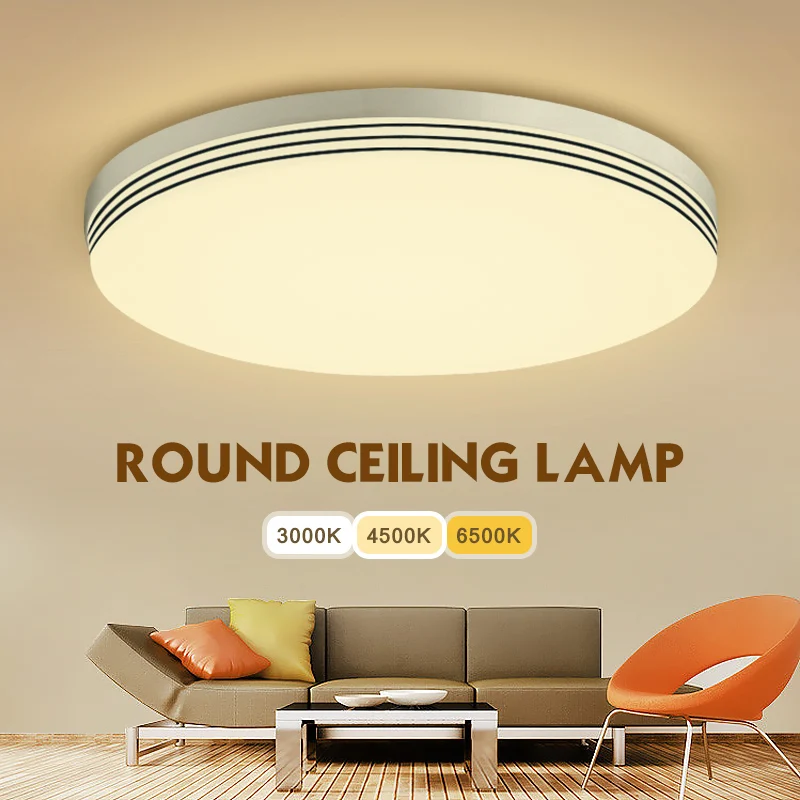 

2022 Nordic Large Round Ceiling Light Simple Panel Lamps 18W 24W 36W 48W for Living Room Bedroom Kitchen Lustre Indoor Lighting