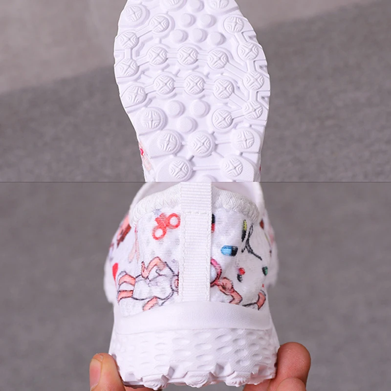 Women's Shoes 2022 New Color Printing Mesh Breathable Casual Shoes Light And Comfortable Flying Woven Flat Shoes