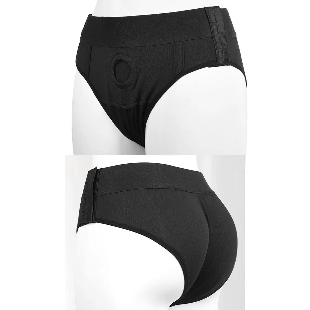 Sexy Women Men Les Adjustable Briefs Underwear Lesbian Strap On JJ Pants Female Open Front Pouch Panties Underpants