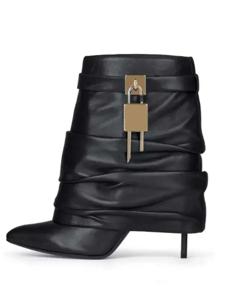 Весенне-осенние новые женские сапоги выше колена на высоком каблуке с острым