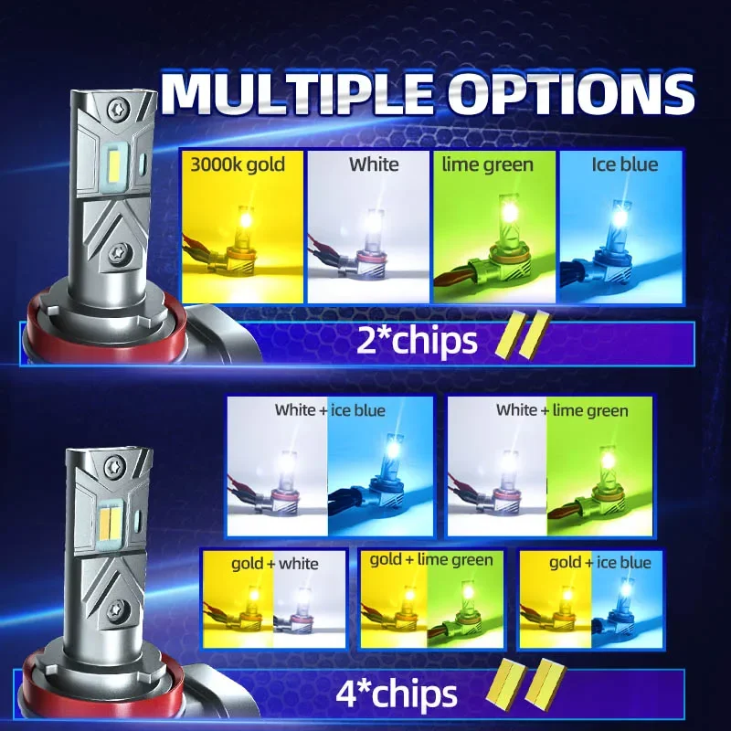 Автомобильные светодиодные противотуманные фары 2 шт. двухцветные переключаемые