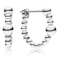 authentic 925 sterling silver sparkling string of silver beads hoop earrings for women wedding gift pandora jewelry