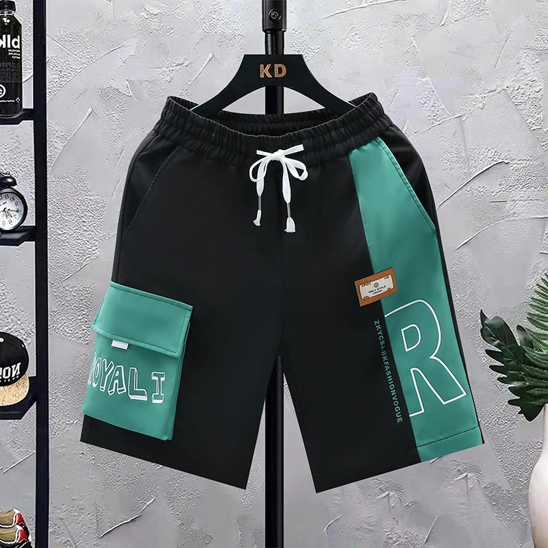 

KUANGNAN, лоскутные короткие брюки, мужские летние шорты, Мужская Роскошная Одежда для баскетбола, новая уличная одежда, спортивная одежда в Корейском стиле 4XL 2023