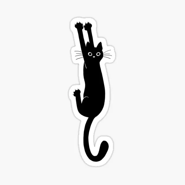 

Black Cat Holding On 5PCS Stickers for Laptop Decor Room Living Room Bumper Water Bottles Home Anime Funny Cartoon Window Cute