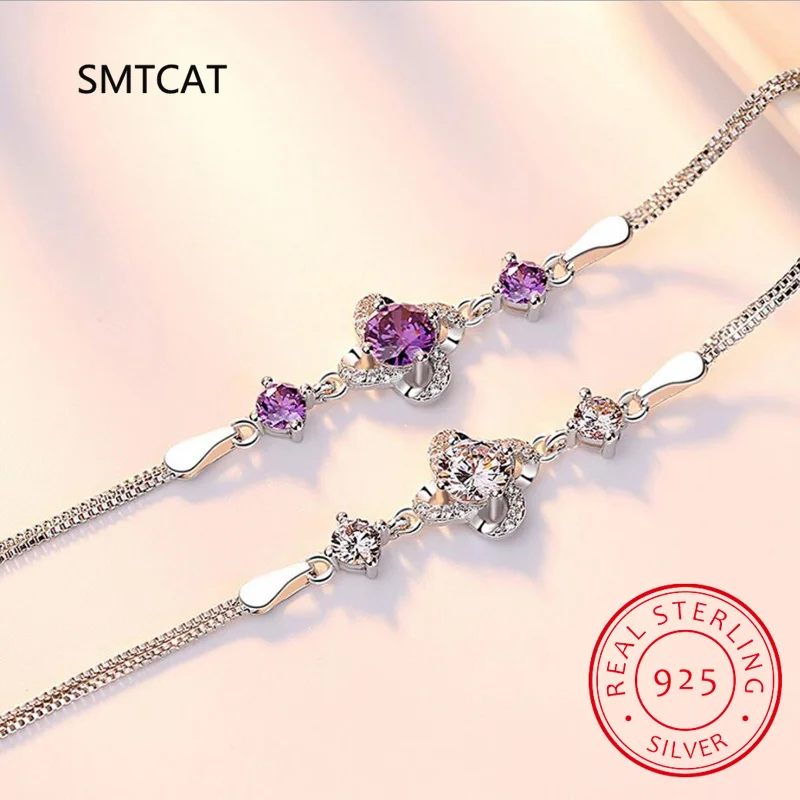 Полный 2 4 карата клеверный муассанитовый браслет для женщин S925 стерлингового