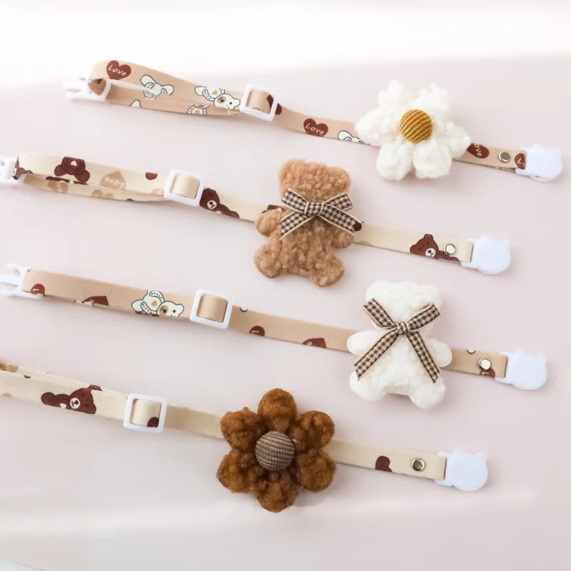 

Original Design Cotton Cat Dog Collar Bear/Flower Bow Tie High Quality Adjustable Pet Kitten Necklace Cute Puppy Photo Collar