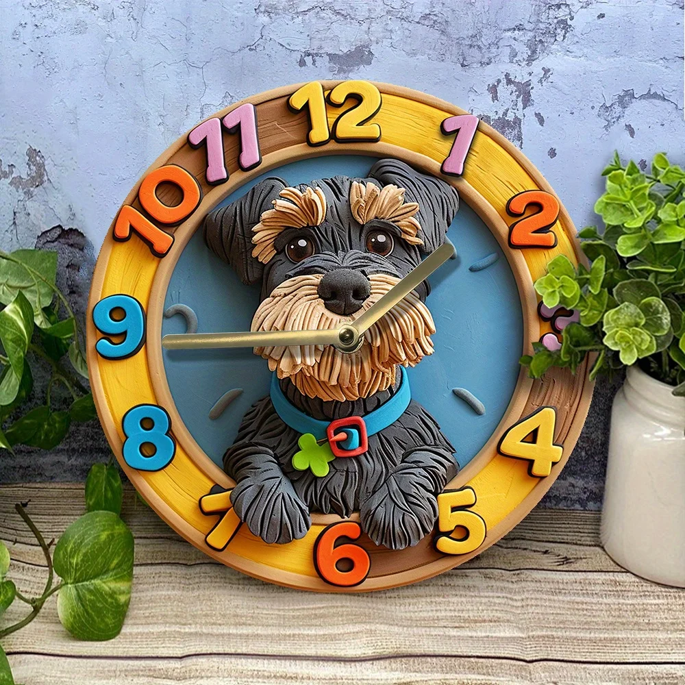 Бесшумные настенные часы с 2D-эффектами на тему шнауцера — комплект для сборки