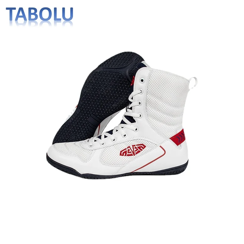 Professional Men's Boxing Shoes Breathable Boxing Training Boot Lace-up Non-slip Boxing Wrestling Shoes High-top Sneakers Men