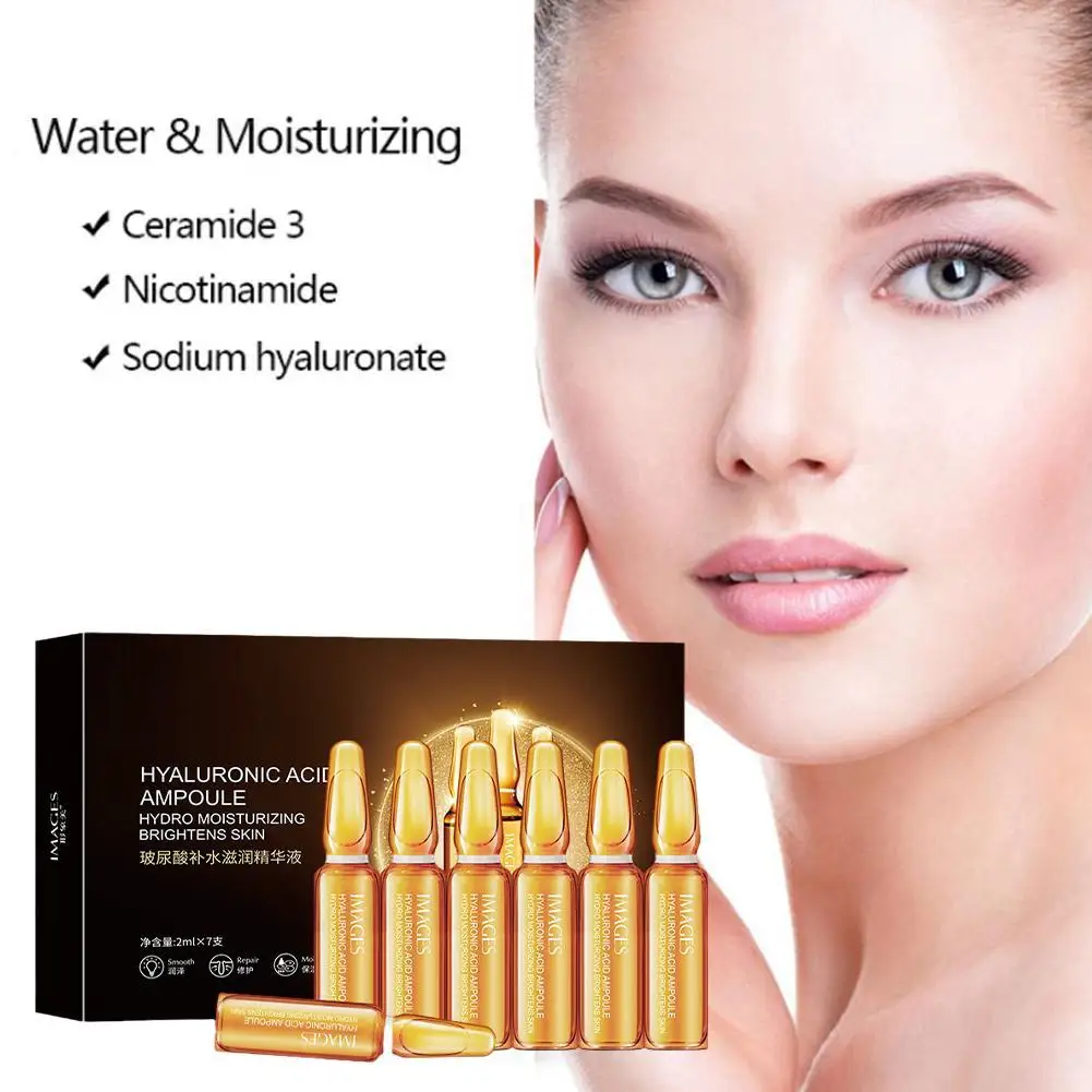 

2ML*7pcs Face Ampoule Essence Hyaluronic Acid Serum Moisturizing Skin Care Hydrating Shrink Pores Anti-aging Wrinkle Essence