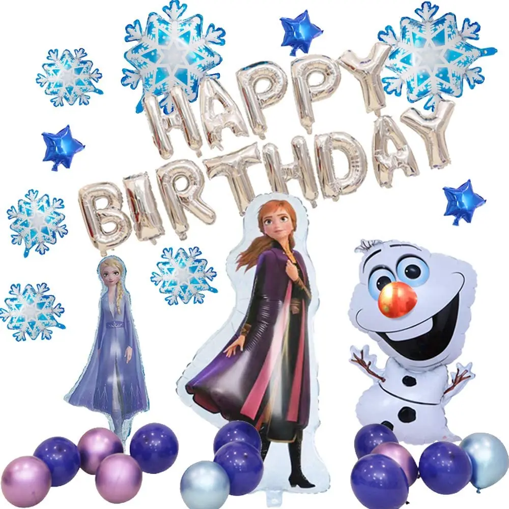

Frozen Anna Elsa Birthday Party Supplies Snowflake Balloon Happy Birthday Foil Balloon Decorations for Baby Shower Decoration