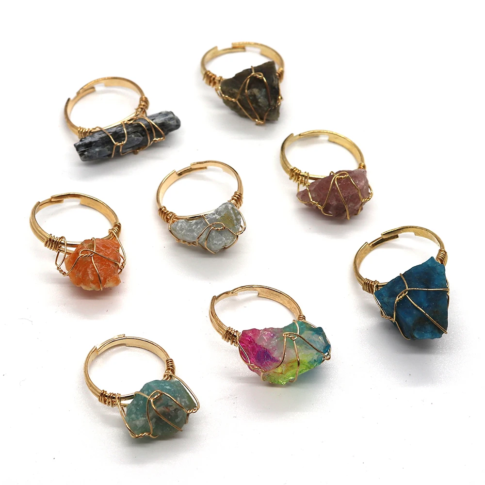 

1pcs Natural Stone Onyx Ring Winding Tangle Irregular Amethyst Quartz Adjustable Ring Jewelry Romantic Jewelry Ladies Gift