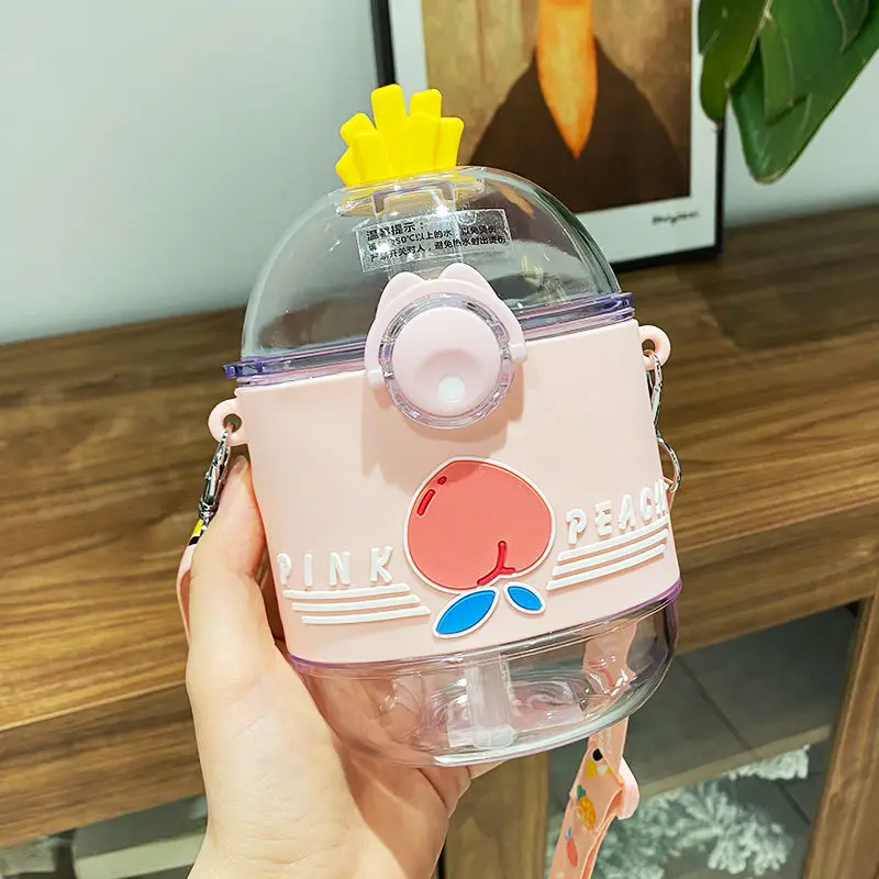 With Straw Creative Tritan Plastic Water Bottles Portable Ki