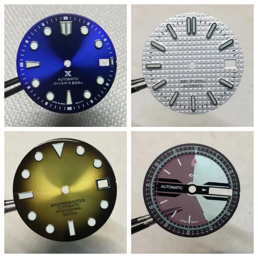 NH35 Dials Vintage Dials Blue White Green Black Red for NH35/NH36/GMT NH34 VK63 Movements Watch Accessories 28.5mm 31mm Dials