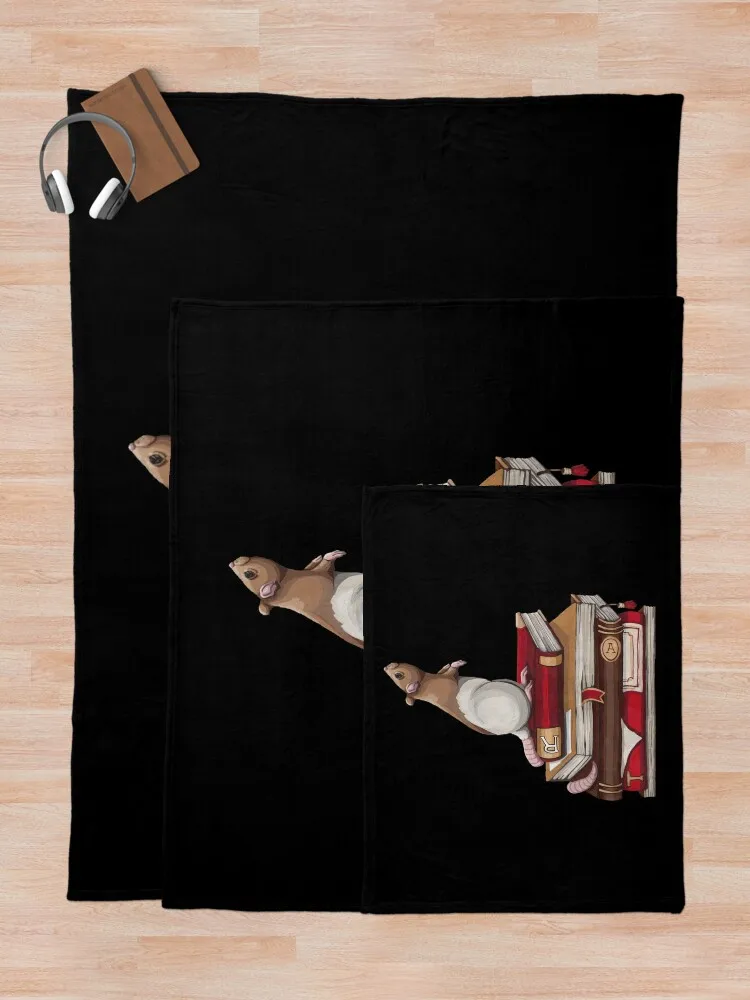 Крыса на штабе книг Плед Одеяло для дивана Одеяла