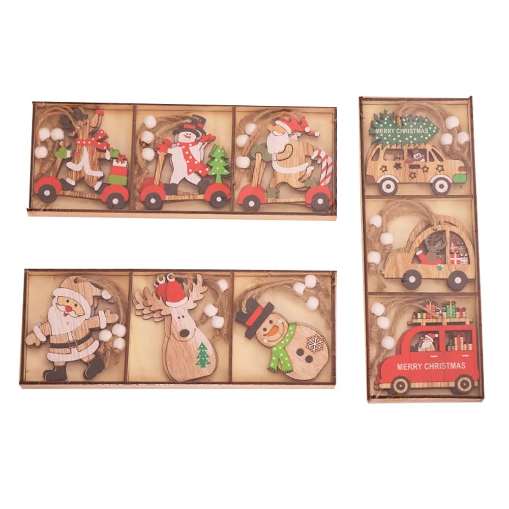 

27pcs Christmas Tree Ornament Wooden Hanging Pendant W/twine 8*7.3*1.5cm Kids Gift Desktop For Christmas Party Home Decoration
