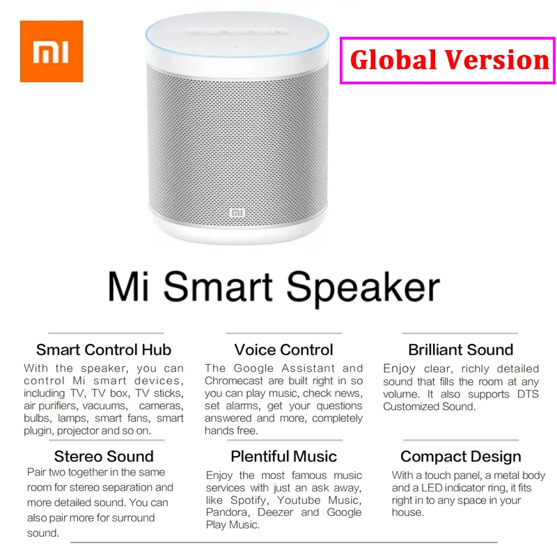 

Оригинальный Xiaomi Smart Speaker Bluetooth 4,2 Art Smart Wireless Speaker LED Light DTS тюнинг стерео сабвуфер