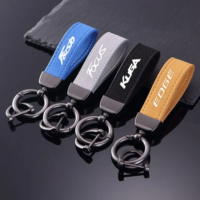 

Suede Keychain Sport Key Ring Custom Gift With Logo For Ford Focus 4 3 2 MK4 MK3 MK2 Fiesta EDGE KUGA Car Accessorie