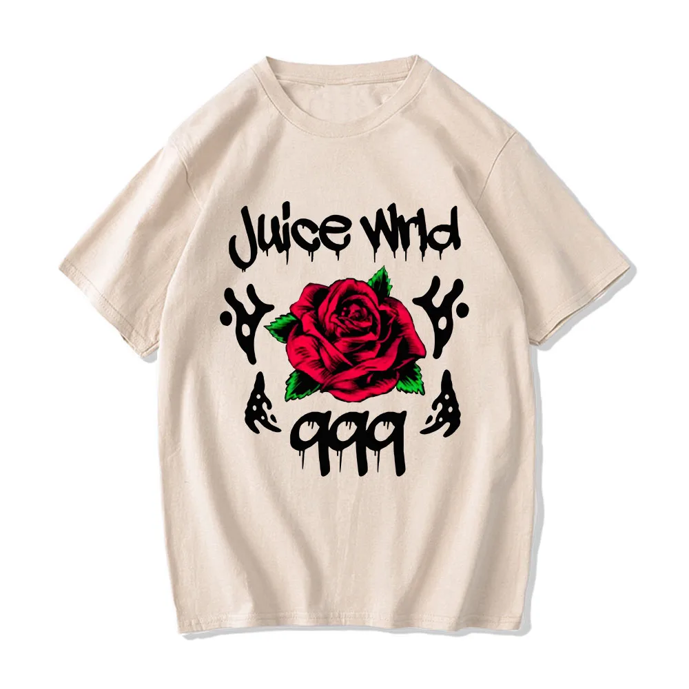 

Emo Rap Music Jjuice Wwrld 999 Rose Character T Shirts MEN Aesthetic T-shirts 100% Cotton High Quality Tshirts Short Sleeve Soft