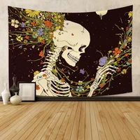 skull flowers tapestry hanging wall tapestry for bedroom aesthetic decor colorful tapestry decorations tapestries aesthetic
