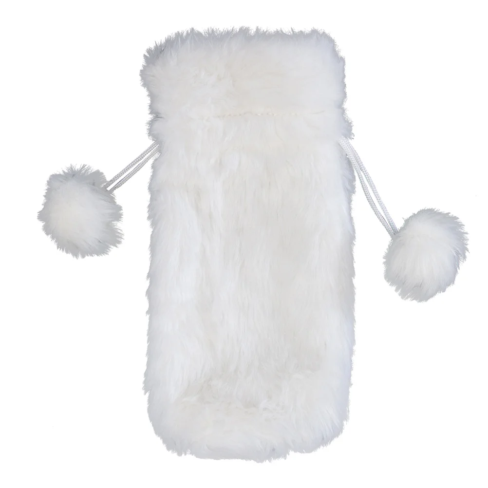 

Bottlechristmas Cover Champagne Decoration Partycovers Decorative Gift Decorationstablewaretable Red Pouch Drawstringfaux Fur