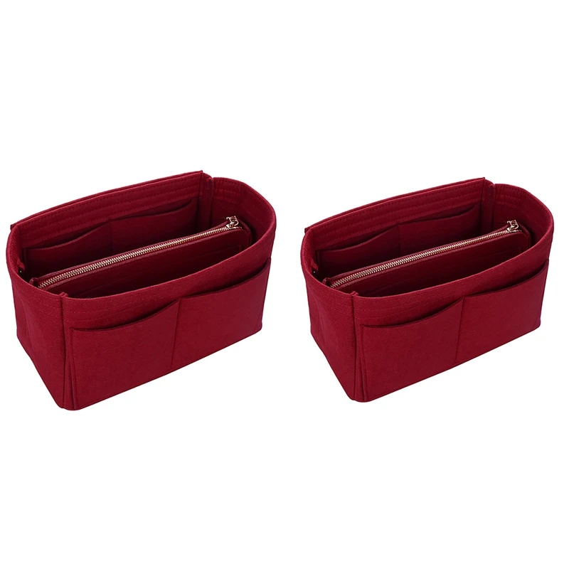 

2X Makeup Bag Cosmetic Cases Felt Bag Organizer Insert Cosmetic Bags Makeup Case Travel Toiletry Bag Red M & S