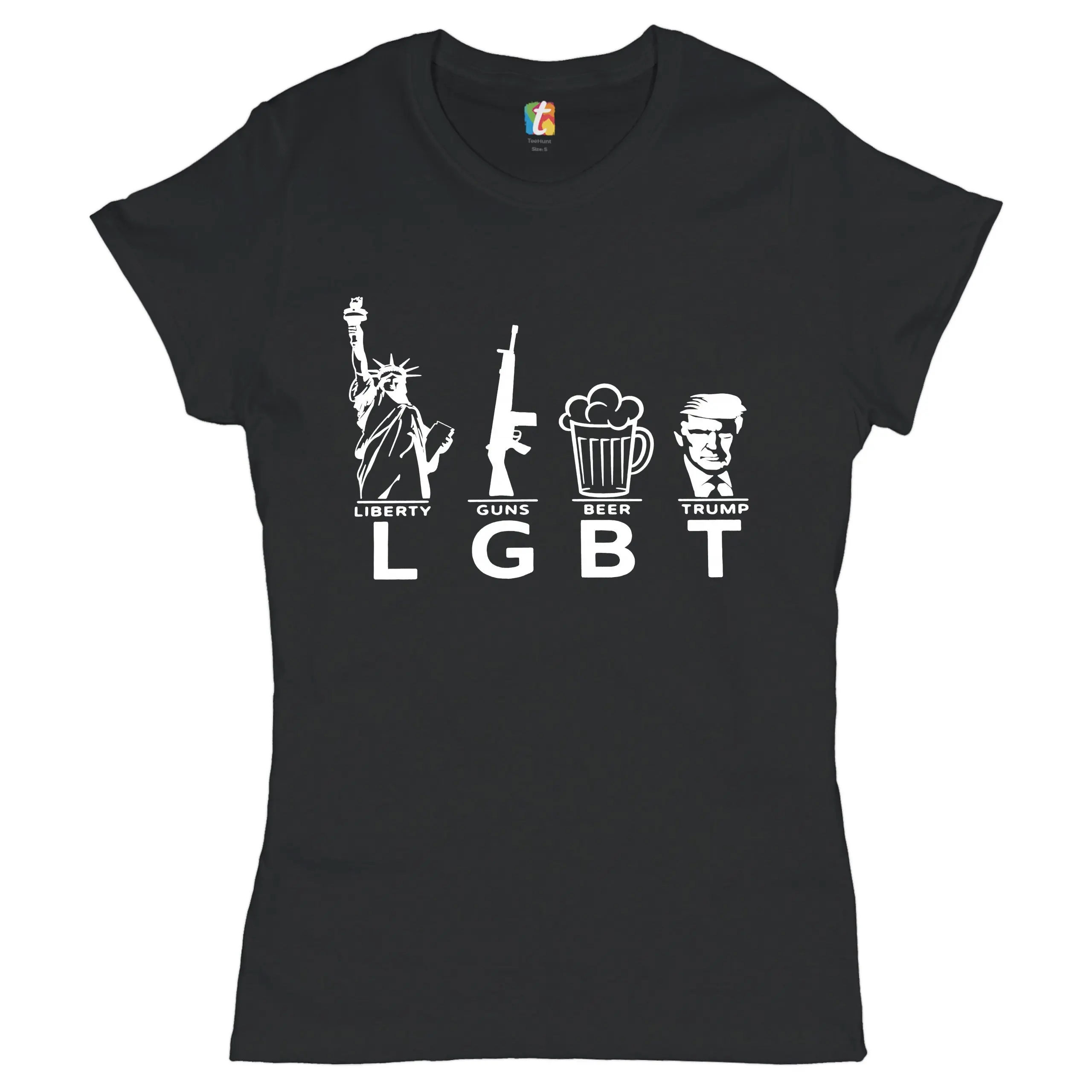 Женская футболка LGBT Liberty Guns Beer Trump Keep America Great MAGA 2020