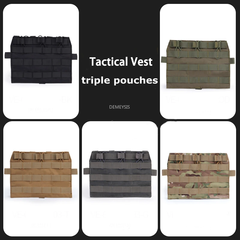 

Military Vest Molle Triple Pouches Durable Tactical Nylon Magazine Pouches Outdoor Hunting Shooting Wargame Combat Pouch Bags