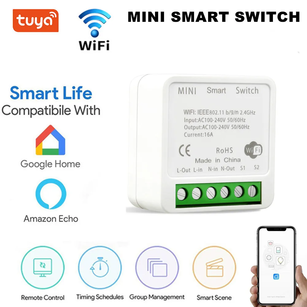 Смарт-выключатель Tuya с Wi-Fi 10 А 16 |