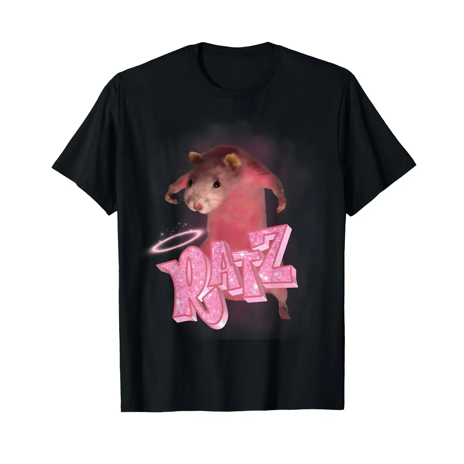 Фото Футболка Ratz Meme Funny Rat Mouse Pink, винтажная, с эффектом потертости, стильная, модная, эластичная, удобная, мягкая, унисекс, дизайнерская одежда №1