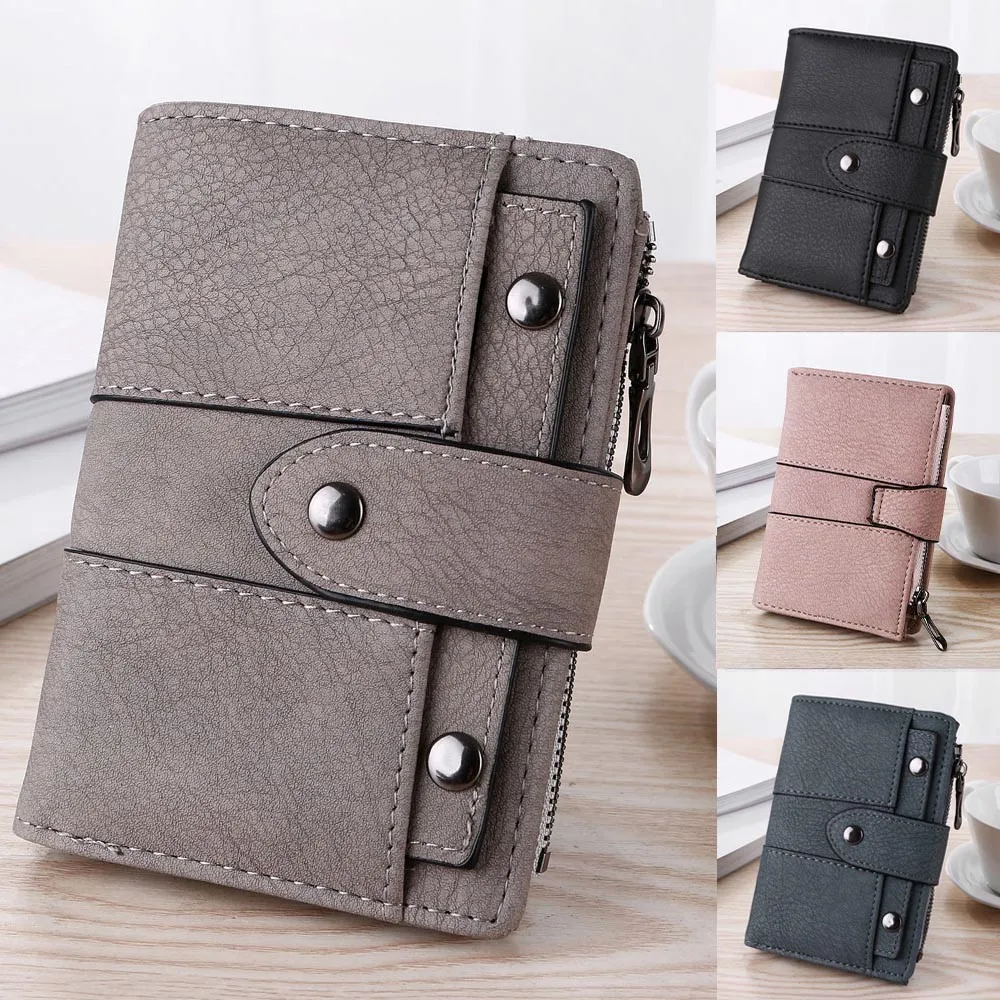 Мужской короткий кошелек в стиле ретро с застежкой-молнией и джинсовым кожаным