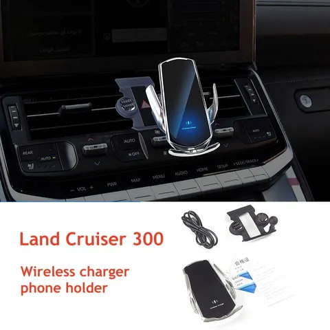 Держатель для телефона для Toyota Land Cruiser 2022 LC300, крепление на вентиляционное отверстие, беспроводное зарядное устройство, мобильный кронштейн, поддержка, автомобильные аксессуары