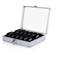mens watch box aluminum case display silver metal watch box organizer 12 slots storage boxes with lock gift ideas free shipping