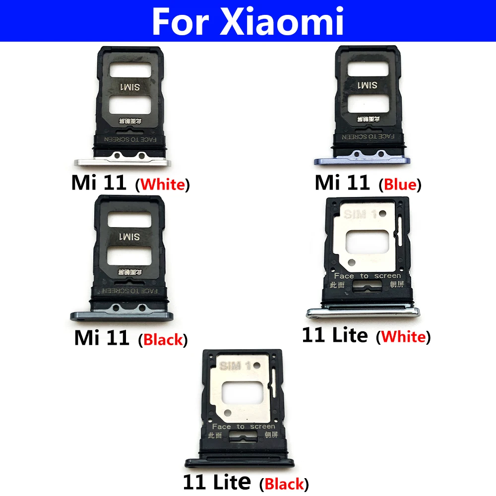 

10 Pcs For Xiaomi Mi 11 Lite Mi 11 Pro Card Tray Holder SIM Card Micro SD SIM Card Slot Adapter Smartphone Replacement Parts