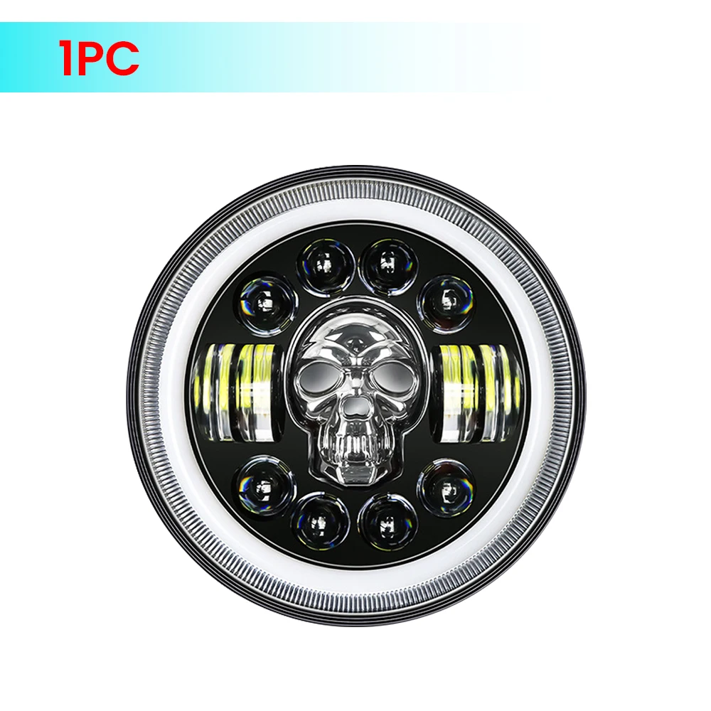 

7-дюймовые круглые светодиодные фары с автоматической сменой поворота, мотоциклетные фары, подходящие для Harley Davidson, Jeep Wrangler