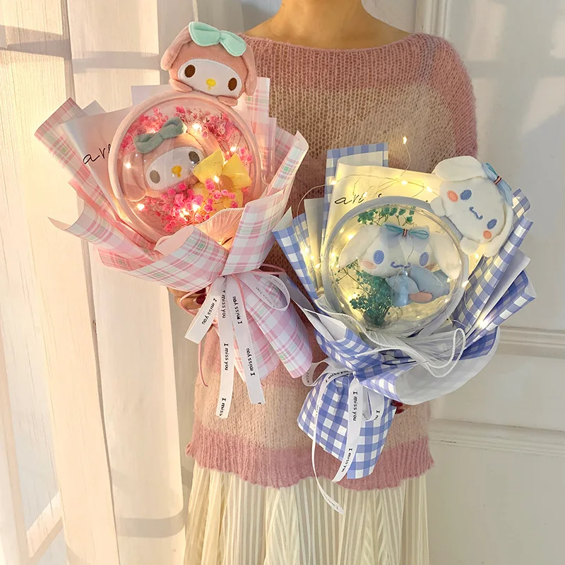 

Sanrio Flower Bouquet Kuromi Cinnamoroll Melody Plushie Singing Lotso Cake Doll Birthday Bouquet Sanrio Cartoon Birthday Gifts