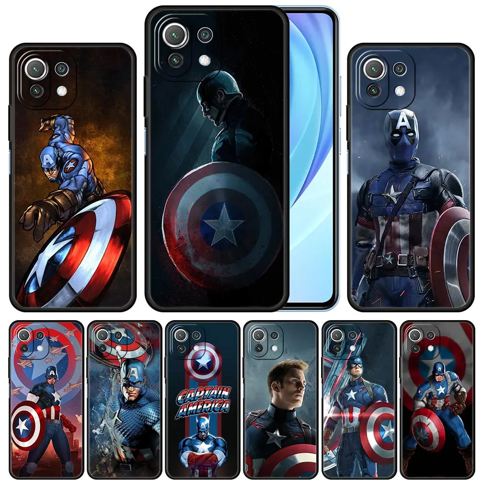 

Cover Case for Xiaomi 11 11T 10 10T 9 9T Lite Note 10 Poco X3 NEC X4 M3 M4 F2 F3 Pro 5G Funda Marvel Hero Captain America