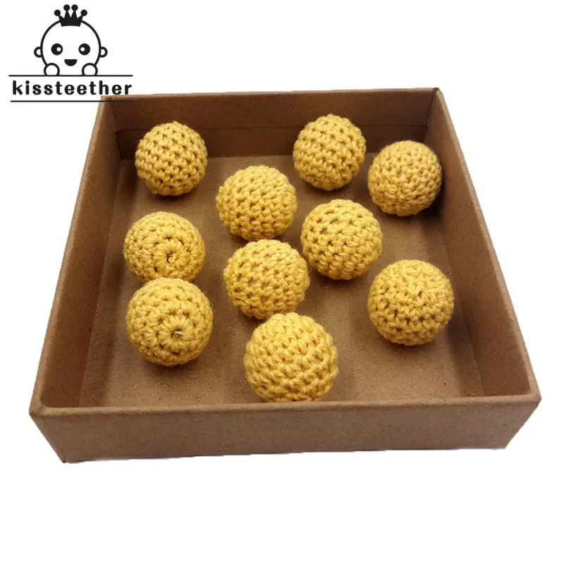 

16 мм/10 шт. круглые деревянные вязаные бусины одноцветные шерстяные Бусины Для Прорезывания Зубов Ожерелье украшение внутри деревянные буси...