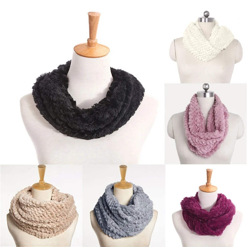 

Nice Women Winter Warm Faux Fur for infinity Circle Cable Cowl Neck Long Scarf S Drop Shipping