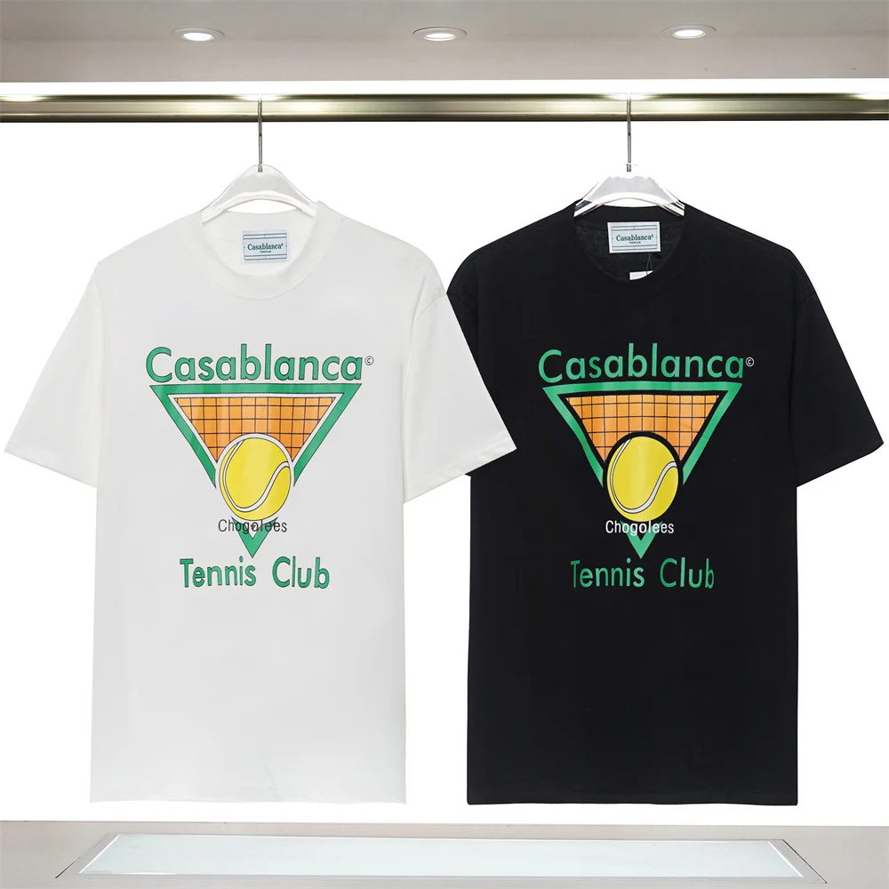

Casablanca 2023 Orange Alphabet Print T-shirt Casual Fashion Cotton Comfortable Top T-shirt