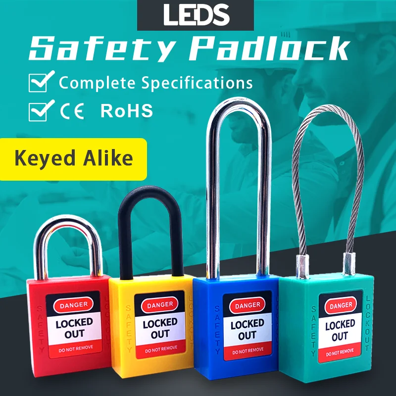 

Industrial Safety Padlock Engineering Plastic ABS Lock Body Steel Nylon Shackle LOTO Lock Keyed Alike/Same Key LEDS LDP-A