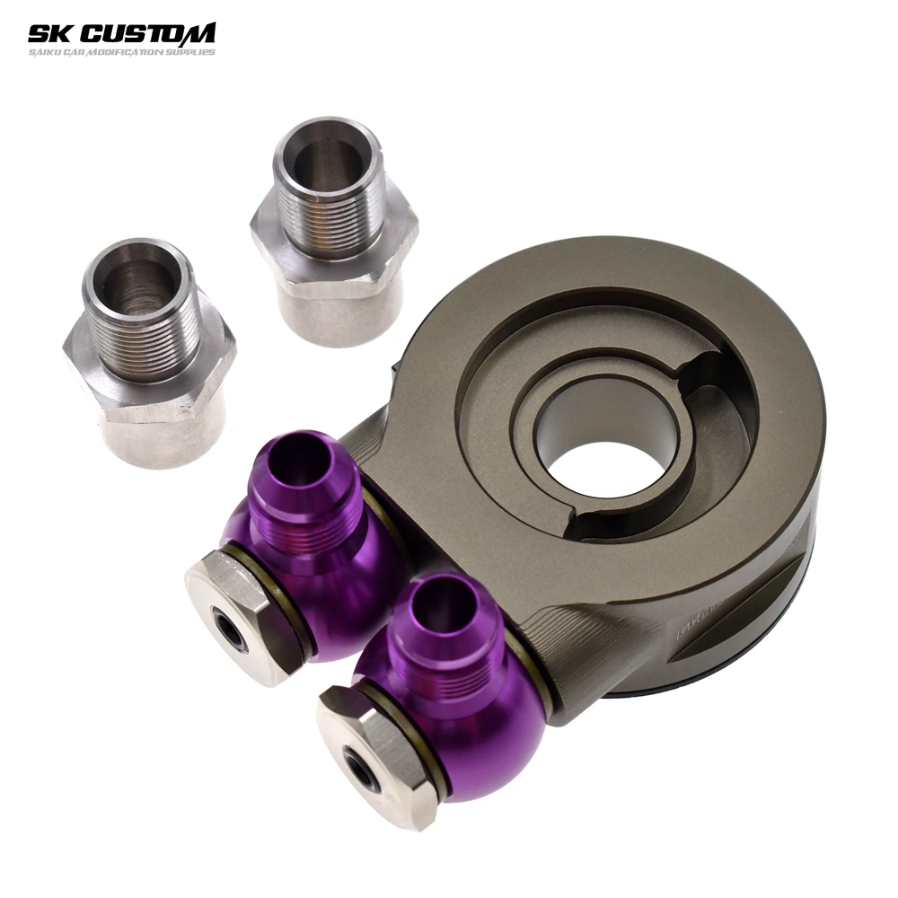 

Универсальный адаптер радиатора SK для автомобиля, комплект для модификации масляного охлаждения, сэндвич-пластина с возможностью поворота на 360 °, соединение NPT 18 AN8 AN10