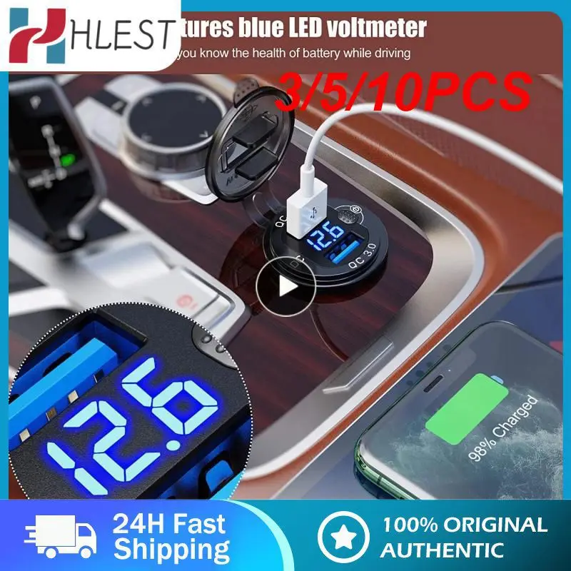 

3/5/10PCS 18w Usb Fast Charging Car Charger Led Voltage Display Car Usb Charger Easy To Use Multi-purposes Qc3.0 3a Led