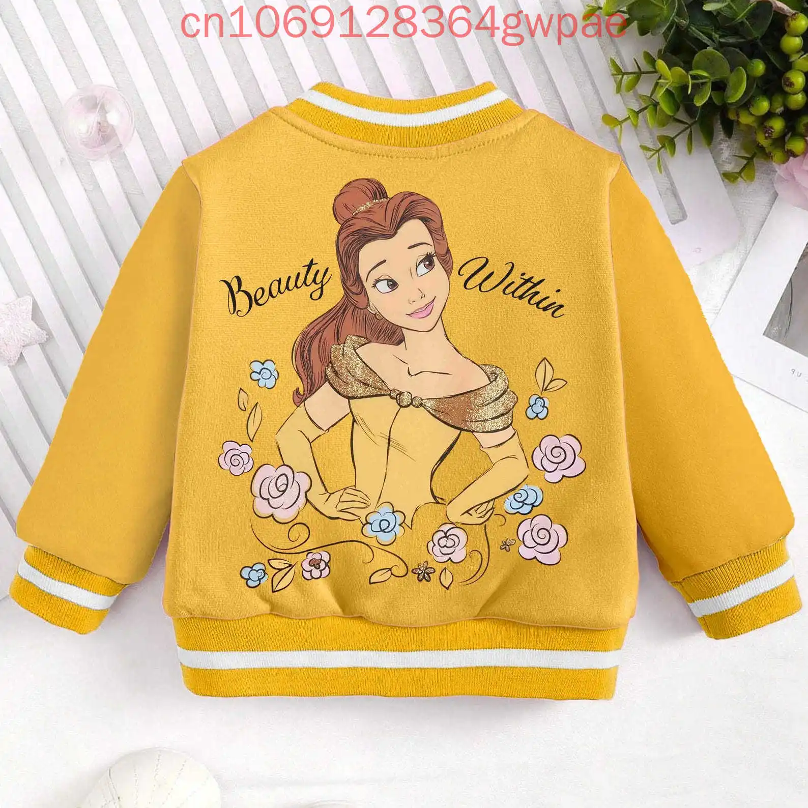 Бейсбольная куртка Disney Princess Belle, мужские и женские куртки в стиле Харадзюку, уличная одежда «Красавица и чудовище», свободные студенческие пальто для мальчиков и девочек (art.: 3920cd6026913) - 3920cd6026913