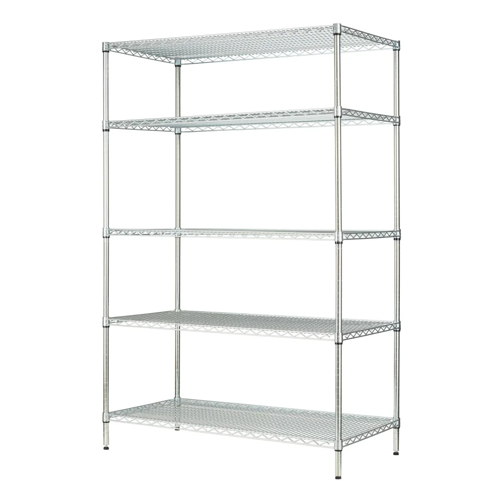 

Hyper Tough 24"Dx48"Wx72"H 5 Shelf Commercial Wire Shelving Silver Steel Each Shelf Capacity 800 lbs
