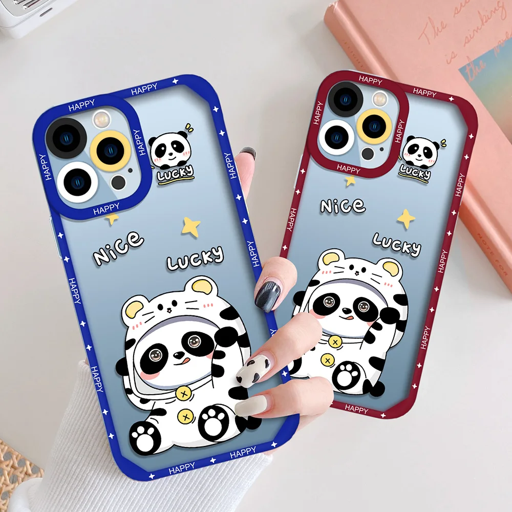 

Tiger Hat Panda Cases For IPhone 13 12 Mini 11 Pro Max XS X XR 7 8 Plus SE 2020 2022 Transparent Soft TPU Protection Shell