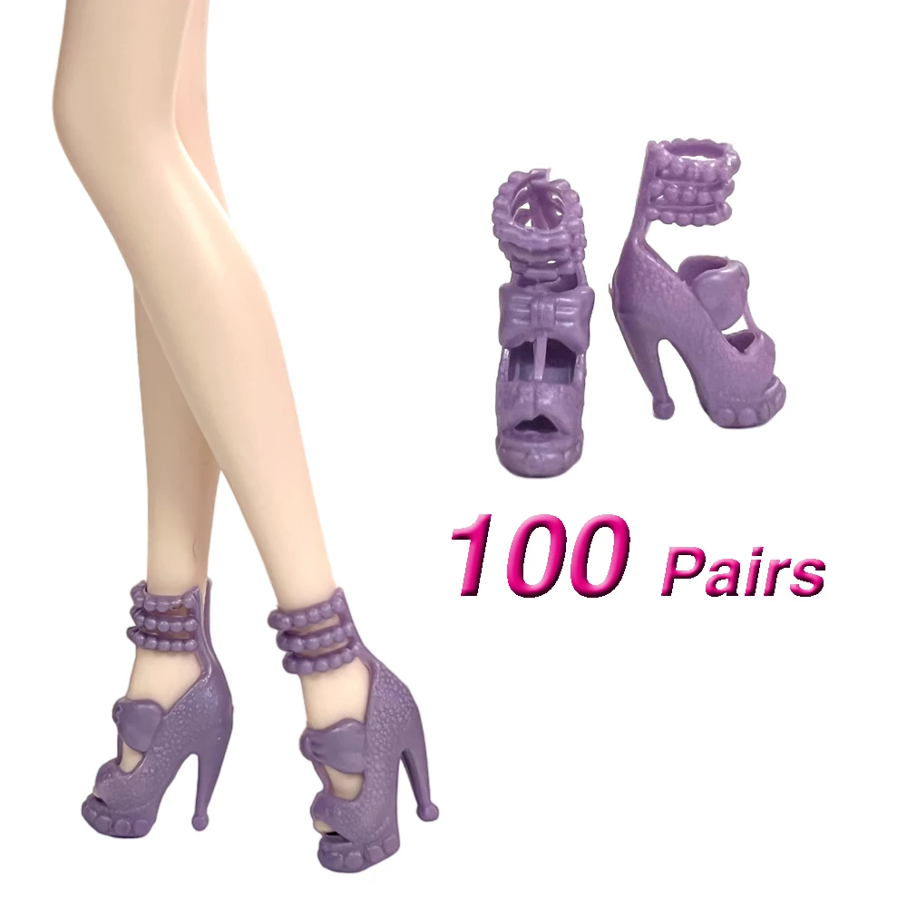 

NK Wholesale 100 Pairs Doll High Quality Purple Shoes Cute High Heels Fashion Sandals For Barbie Accessories Doll Baby Gift Toy