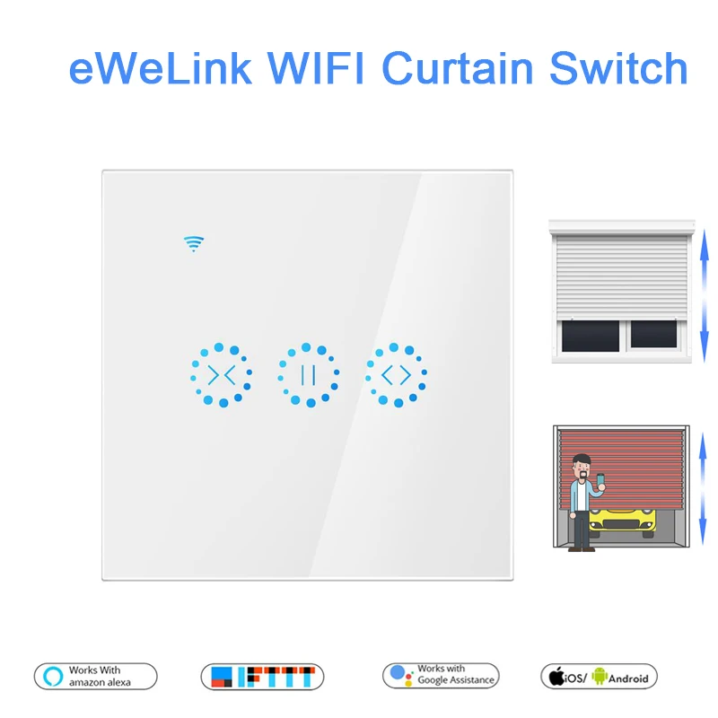 

eWeLink EU/US WiFi Curtain Blind Switch for Roller Shutter Electric motor,Google Assistant Alexa Voice Control DIY Smart Home