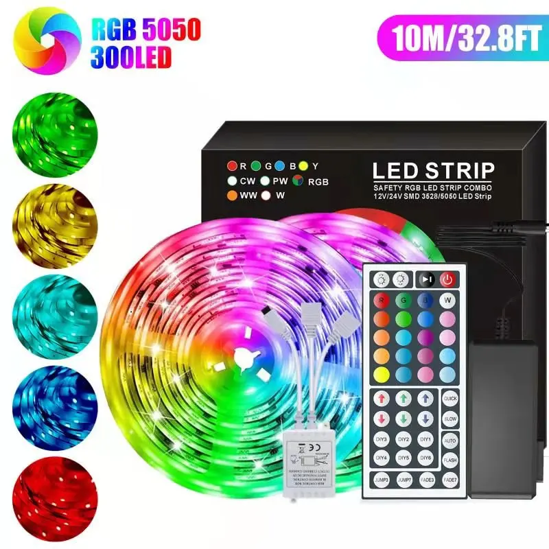 

light strip 32.8 FT 5050 300 LED 44 Keys IR Remote Control Waterproof Color Changing LED Light Strips LED light Strip in Led st